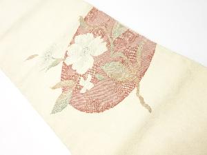 リサイクル　手織り真綿紬枝花模様織り出し名古屋帯